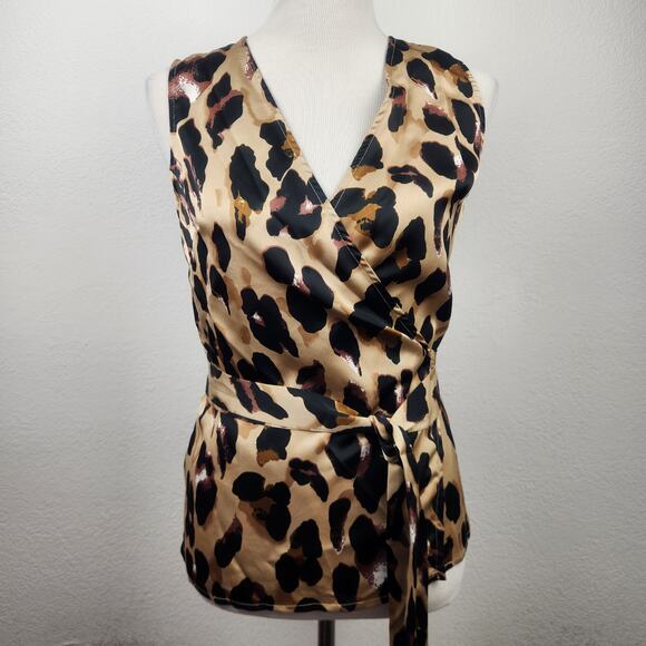 Never Fully Dress Leopard Wrap Tank Size US 4 Brown NWT Sleeveless - Picture 1 of 7